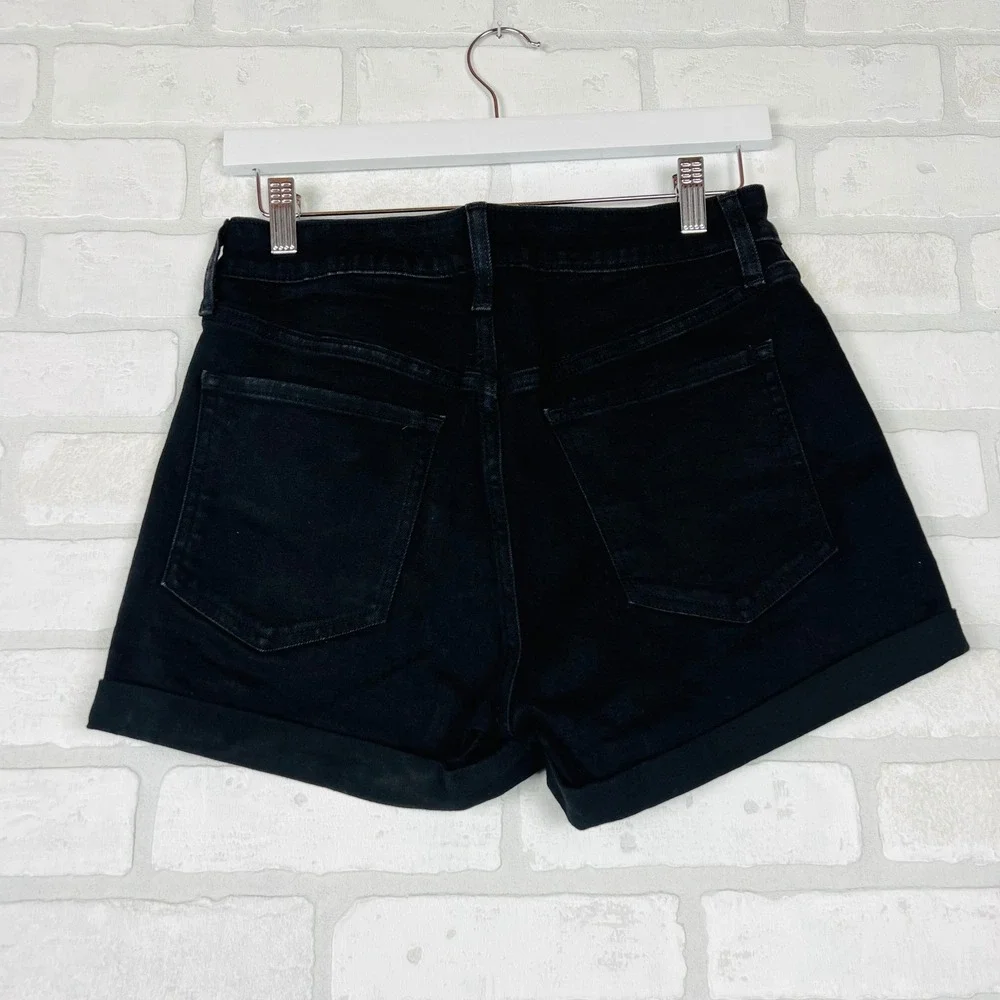 Old Navy Women's High Waisted Black Denim‎ Cuffed Jean Shorts Dark Wash Size 4